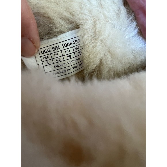 UGG Boot Brown Leather 1006493 Low Boots Rope Tie Fur Lined Women's Selene sz 9 - Picture 6 of 6